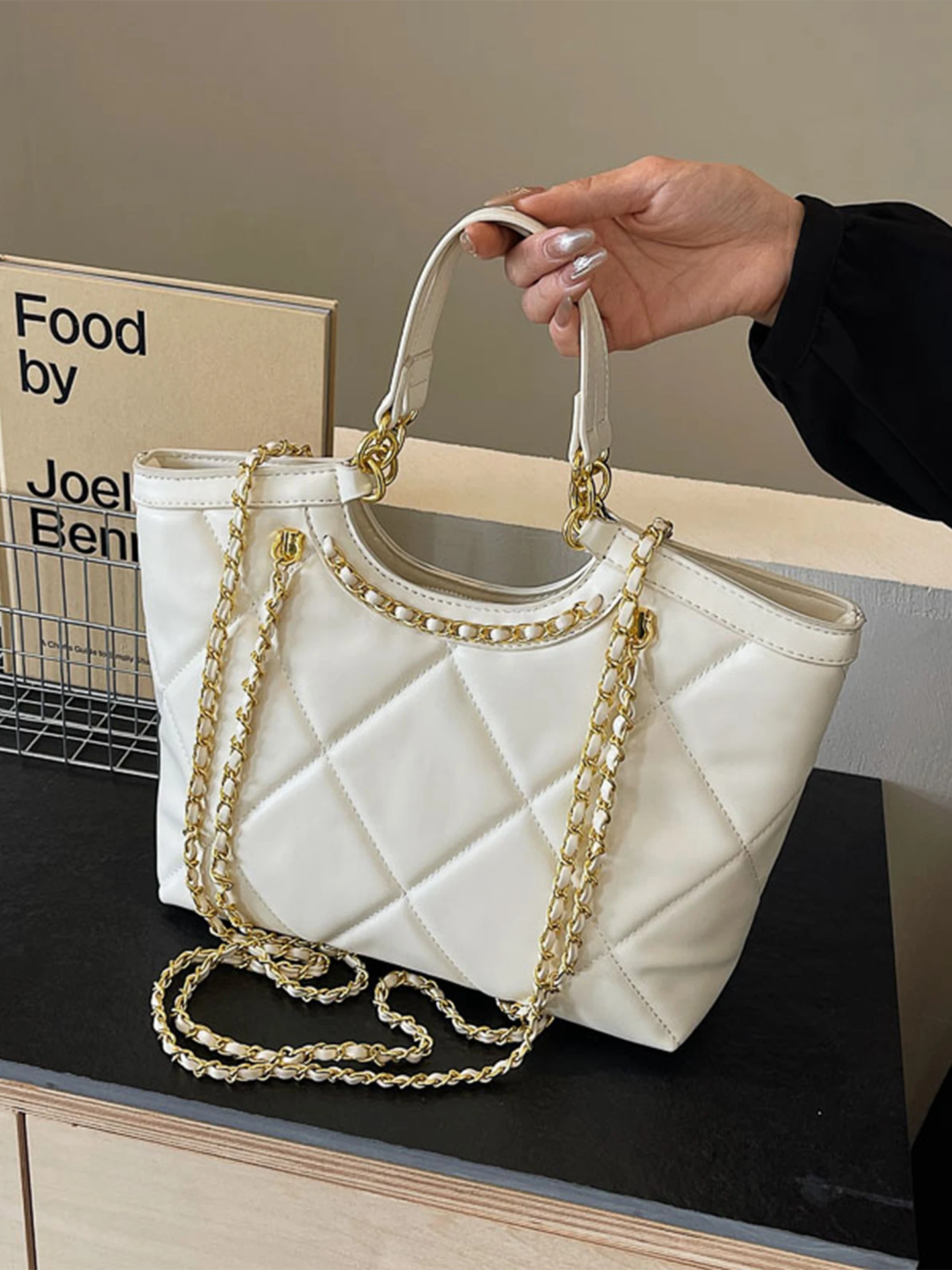 

Сумка-тоут с ромбовидной решеткой для женщин, осенняя новая сумка из искусственной кожи, большая вместительная дорожная сумка, модная сумка через плечо на молнии