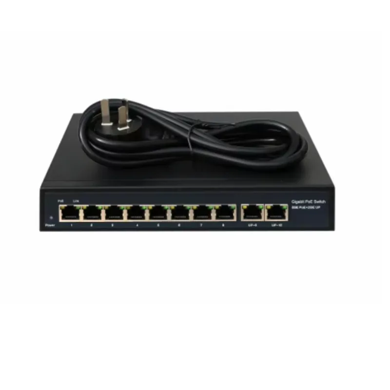 10/100Mbps Fast Ethernet PoE Switch 8 Port VLAN 250 Meters 48V 120W Fanless PoE+ Switch for CCTV Camera