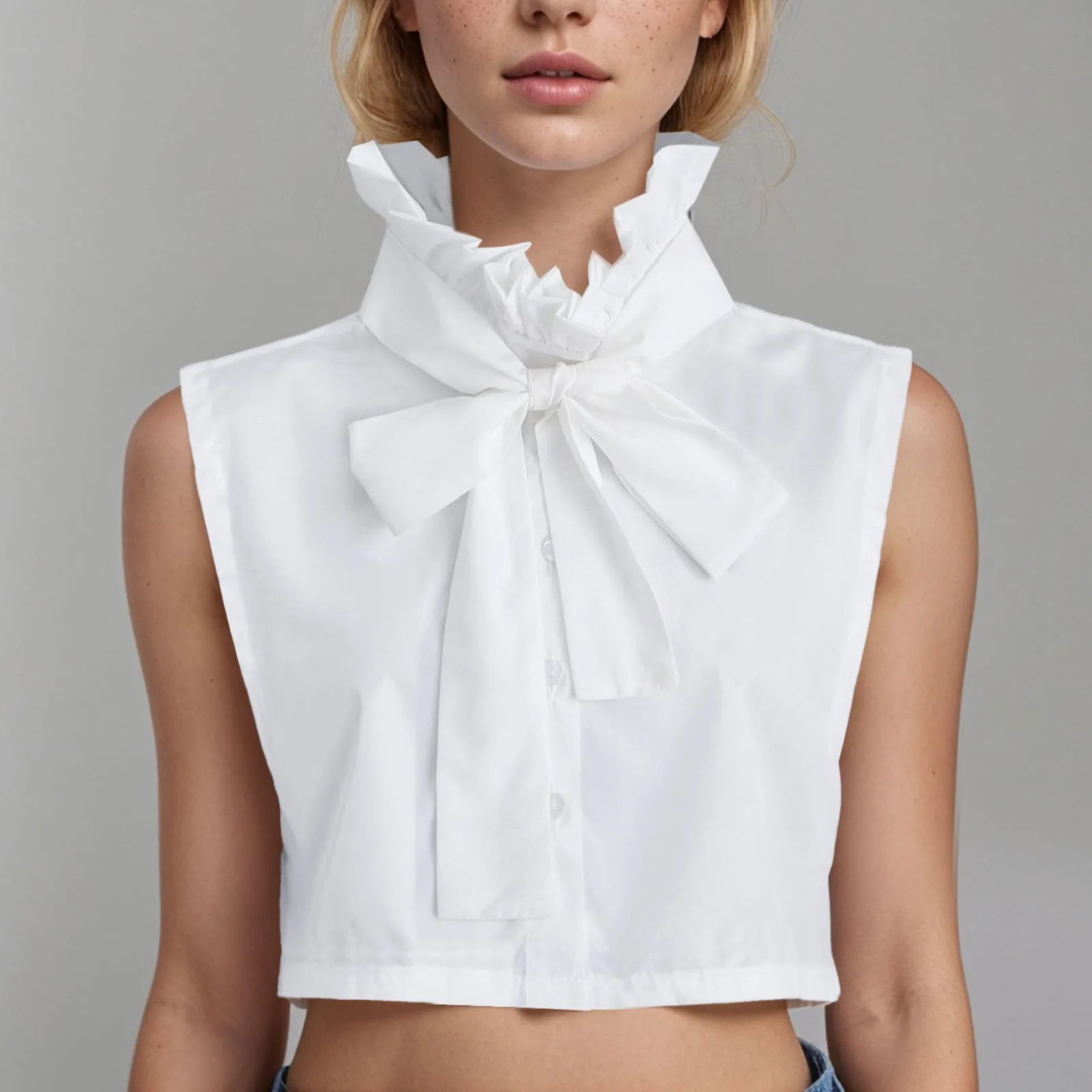 الإناث كاذبة طوق Vintage المرأة التلبيب أعلى انفصال قميص طوق أنيق خمر التلبيب وهمية طوق ل طبقات نزهة غير رسمية #3