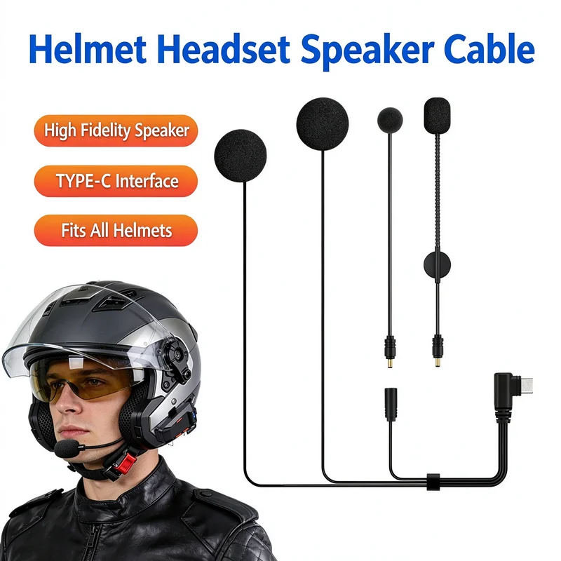 Type-C Intercom Headset Compatible Microphone Speaker Moto Helmet Bluetooth Intercom Accessories Earphone Motorcycle Headset