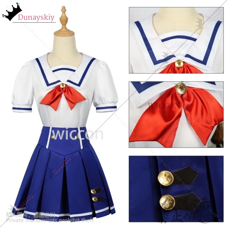 Hoshimiya Ichigo تأثيري Aikatsu! JK زي مدرسي الصيف الأزرق فستان لوليتا أنيمي Jirai Kei الفتيات الباروكات ل المعبود كوس مخصص