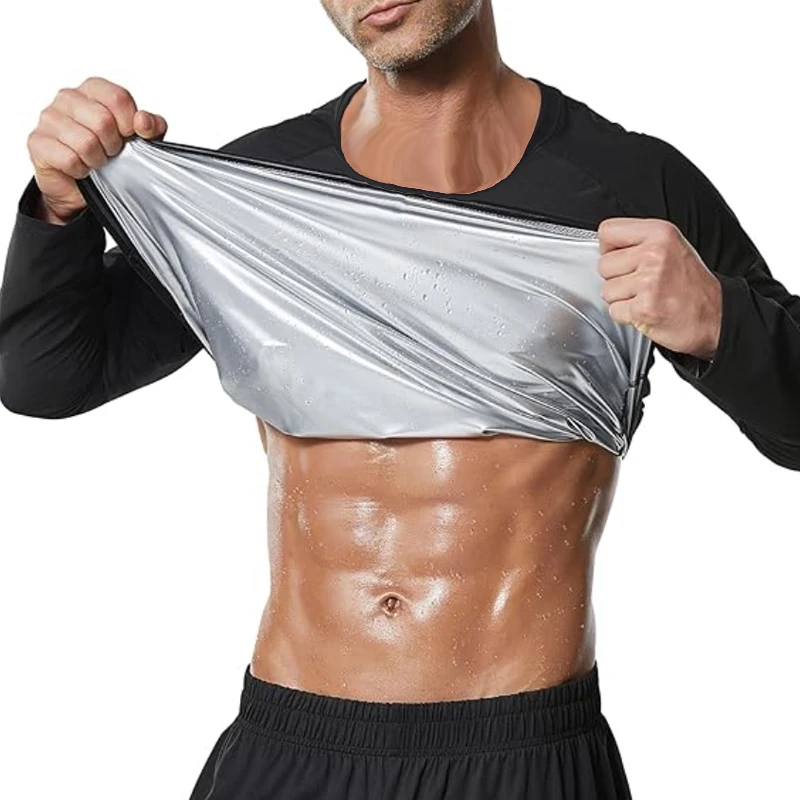 MrifDila Long Sleeve Sweating Shirt Men Sauna Sweat Shirt Sweating Suits Men Waist Trainer Body Building Sweating Shaping Tops