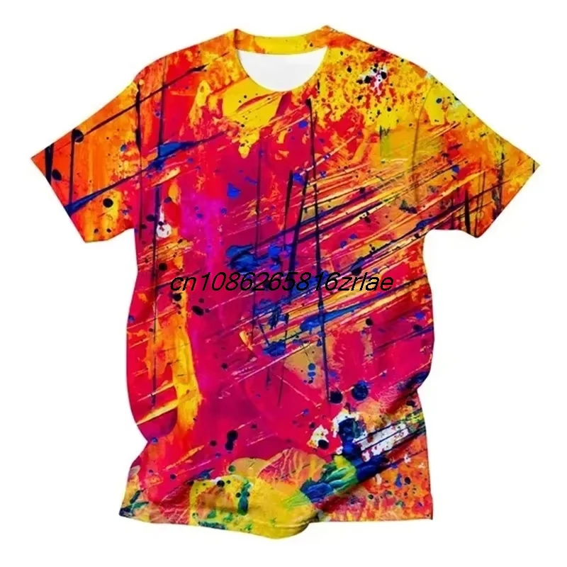 Fashion Paint 3D Printing T-shirt Hip-hop Street Wear for Men's T Shirt Round Neck Short Sleeve Clothes Summer New Tee Shirts