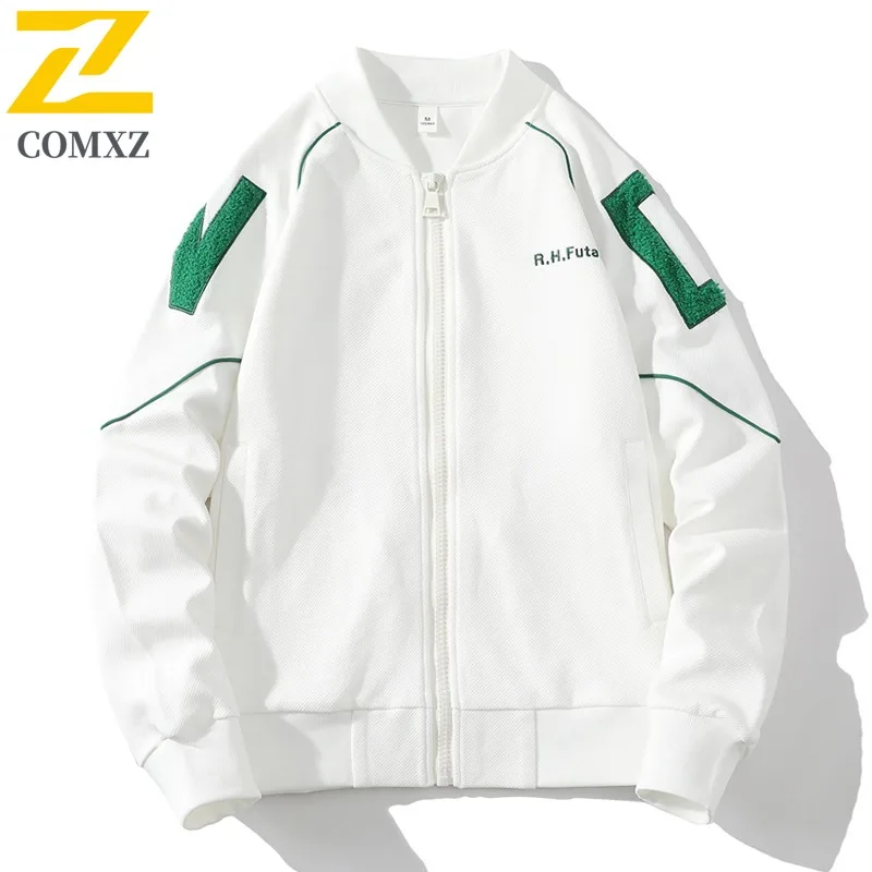 

COMXZ 2025 Мужская бейсбольная куртка в американском стиле, винтажное модное пальто высокого класса, весенняя модная верхняя одежда в уличном стиле