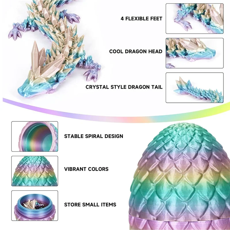 A04F-Crystal Dragon Eggs de Páscoa Dragão Crystal Dragon In Egg Adultos Fidget Para Autismo TDAH