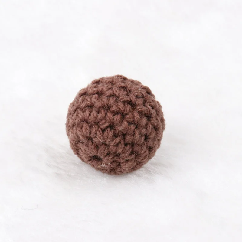 NONE Chengkai 50 Stück 16 mm 20 mm runde, strickende Baumwolle, gehäkelte Holzperlen, Kugeln für DIY-Dekoration, Baby-Beißring, Schmuck, Halskette, Spielzeug 5
