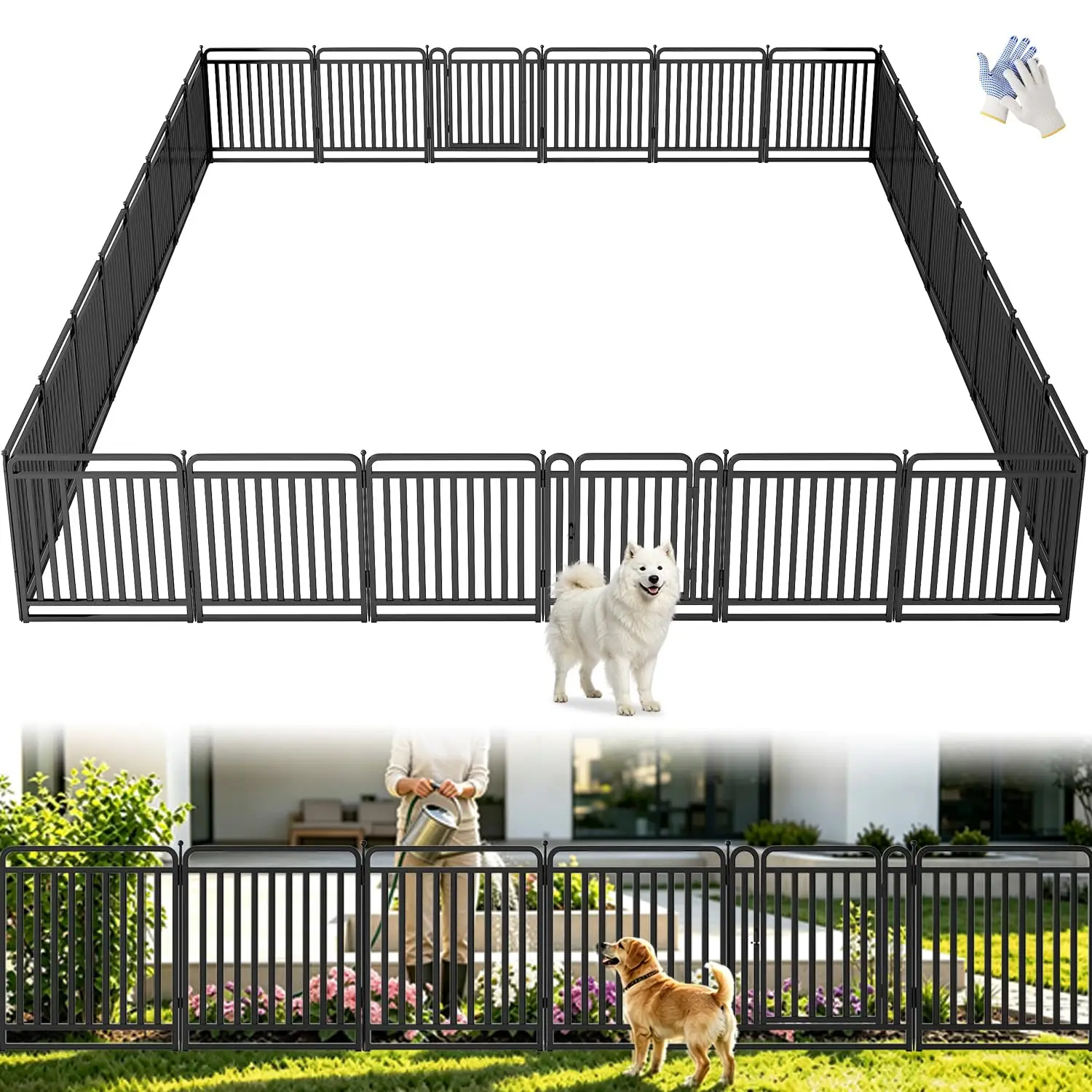 24 Panels No Dig Metal Garden Fence, Rustproof Animal Barrier & Landscape Edging for Yard Patio Dog Rabbit Chicken, Customized