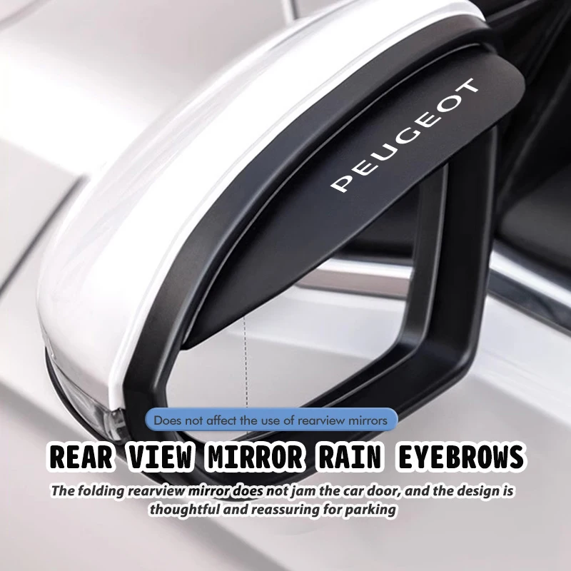 Universal 2pcs Car Rearview Mirror Rain Eyebrow Stickers For Peugeot 407 508 2008 207 208 107 5008 307 308 3008 206 106