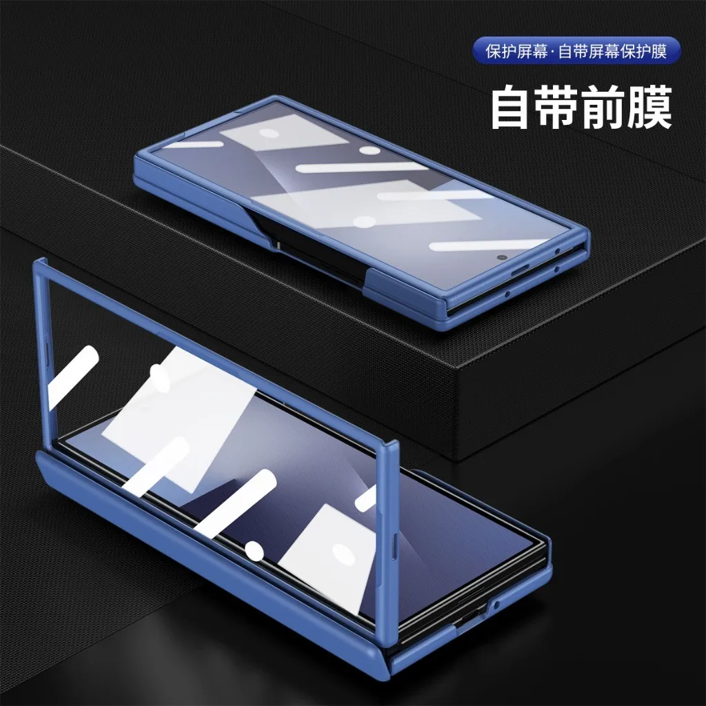 Phone Case with Front Screen Tempered Glass Film & S Stylus Pen for Samsung Galaxy Z Fold 8 Ultra 7 6 5 4 3 TriFold Cover view 3