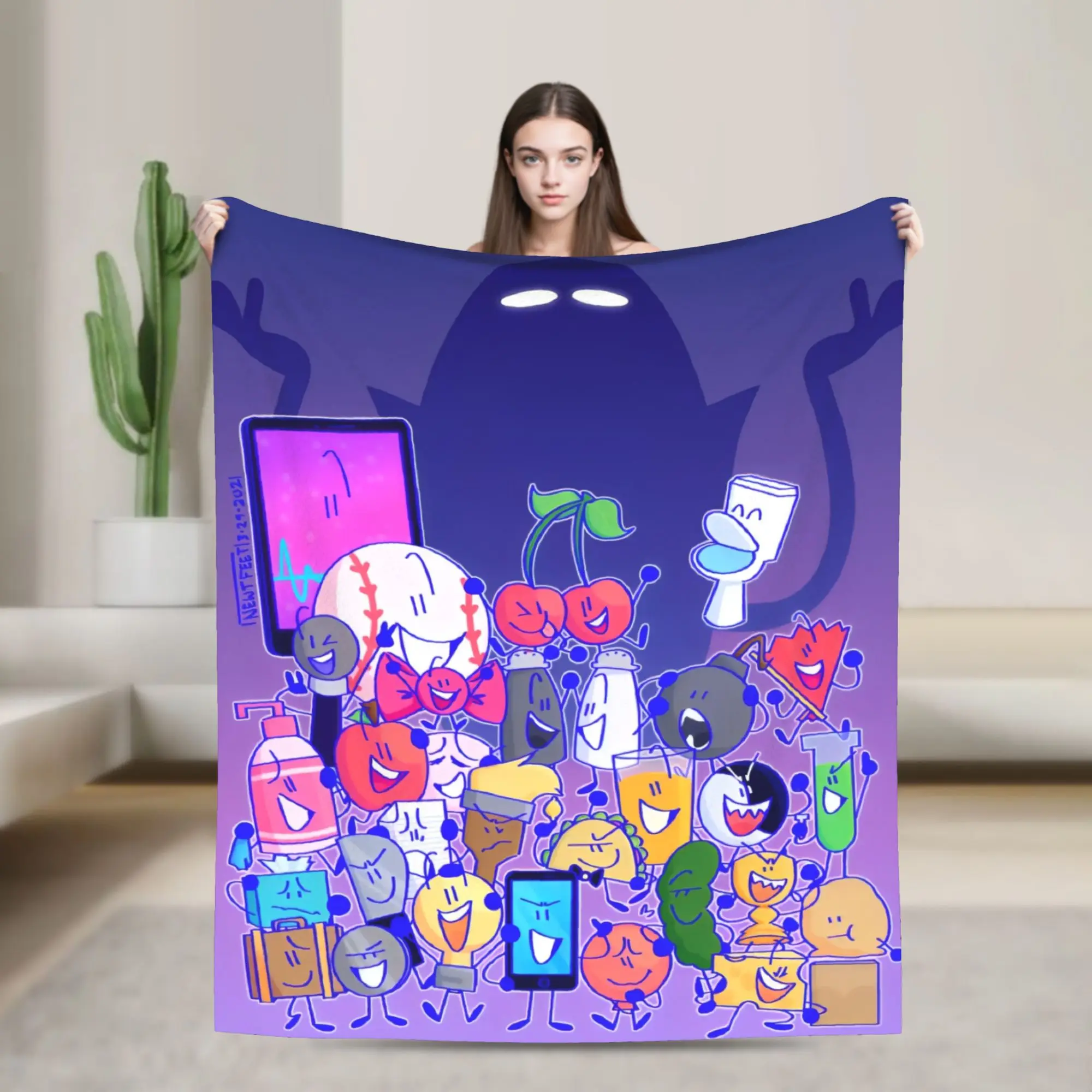 

BFDI Inanimate Insanity All Characters Blanket Quality Warm Bedding Throws Winter Picnic Couch Chair Sofa Bed Novelty Bedspread