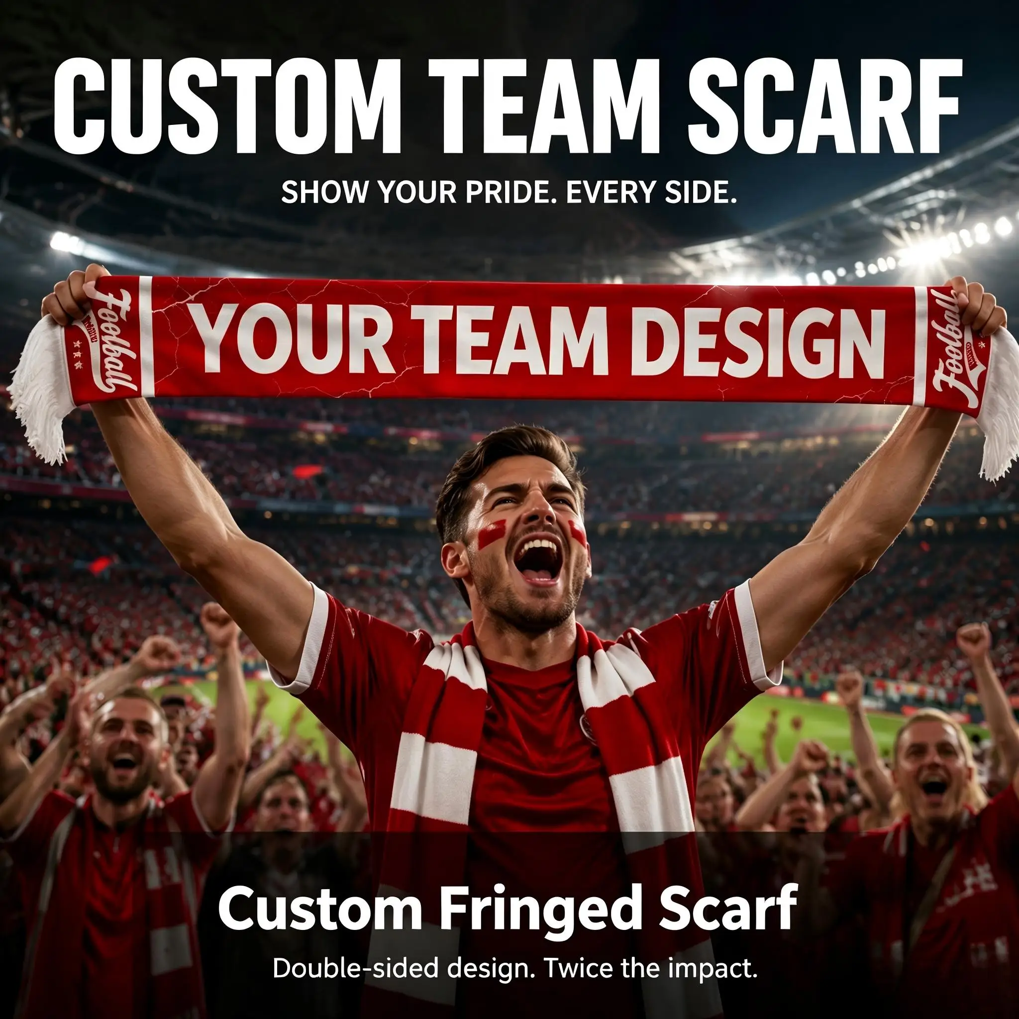 Custom Logo/Design Football Tassel Scarf Soccer Team Fans Knit Scarves OEM Service Small Bulk Order Winter Match Sports Club Men