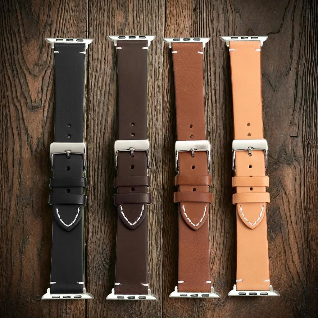 Echt Lederen Horlogeband Voor Iwatch Horlogebanden Voor Apple Watch Ultra 9 8 7 6 5 4 3 Se Armband 49Mm 45/44/42Mm 41/40/38Mm