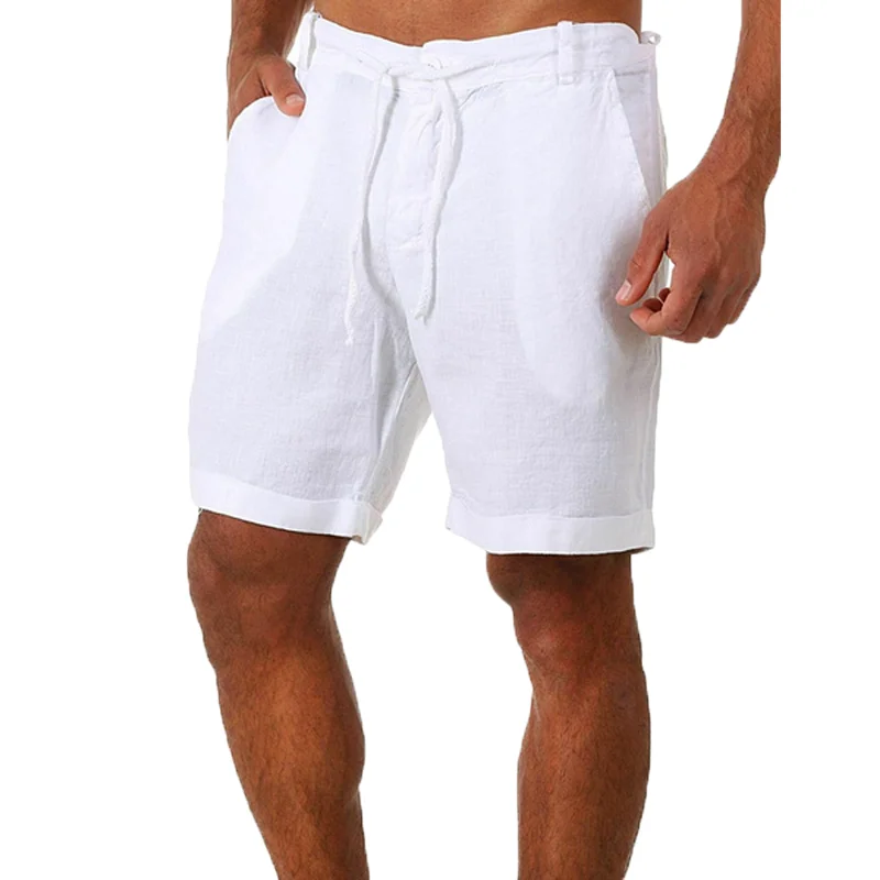 Spring Summer Casual pockets Trousers Shorts Buttons short men Bodybuilding Men's shorts Cotton Linen running shorts