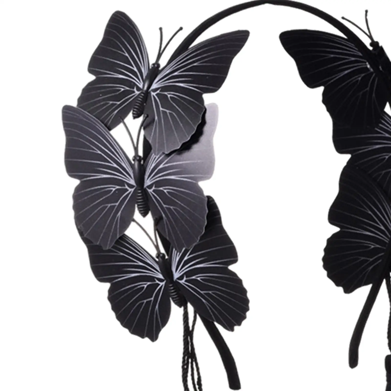 Women Gothic Black Butterfly Hairband Tassel Headdress Halloween Cosplay Party Prop Costume Head Accessory