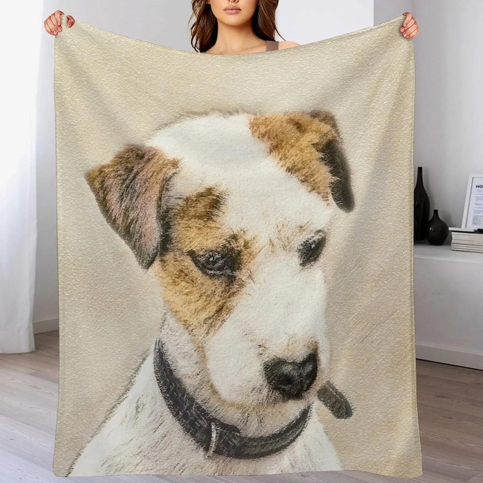 Parson Jack Russell Terrier Throw Blanket Foldable Soft Warm Blanket for Outdoor Use