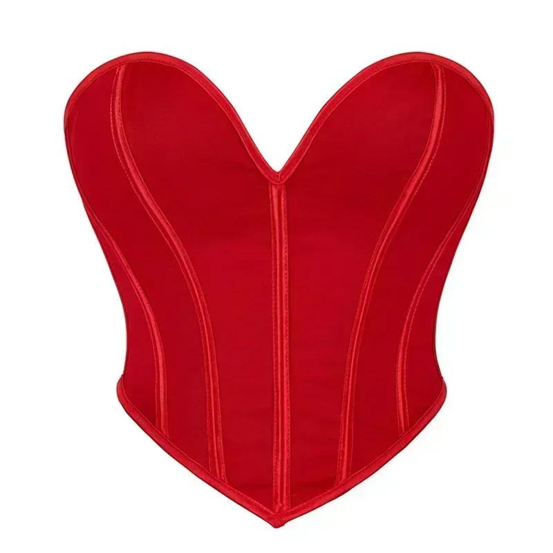 

Women Sweetheart Corset Camis Lace Up Overbust Bustier Sexy Crop Tube Tops