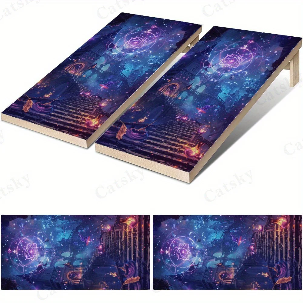

Magic Starry Sky Themed Waterproof Cornhole Board Vinyl Wraps, PVC Outdoor Game Board Design, Perfect for Sports & Leisure Activ