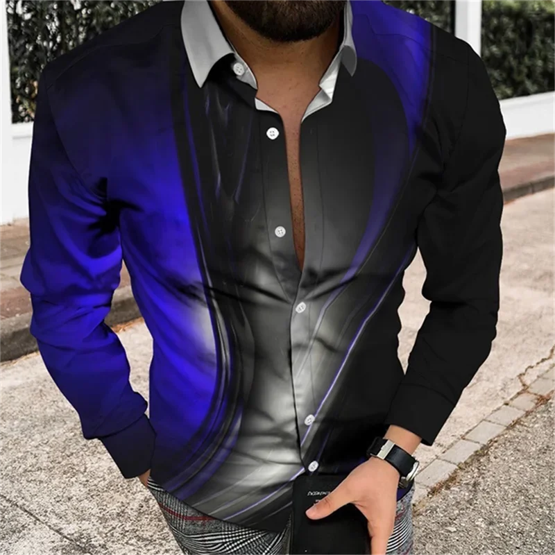 Camisa casual de lapela masculina, blusa exterior de festa de rua, novo design de designer, moda suave e confortável, plus size 6XL, venda quente, 2023