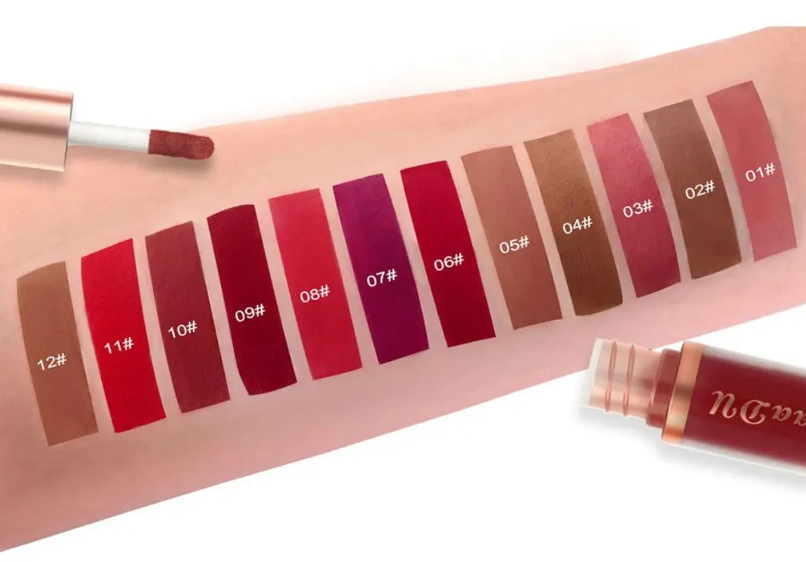 CmaaDu Nude Red Matte Velvet Lipstick Lip Gloss Tint Make up Cosmetics Długotrwała, odporna na rozmazywanie płynna pomadka do ust LipGloss Glaze