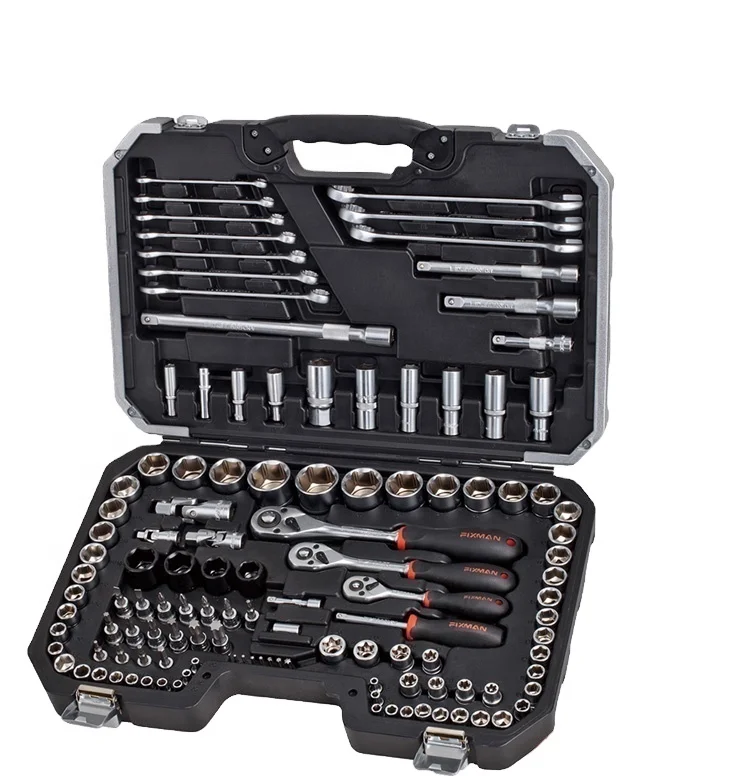 Профессиональный набор торцевых гаечных ключей FIXMAN, 120 шт., для ремонта автомобиля, 1/2 дюйма, 1/4 дюйма, 3/8 дюйма