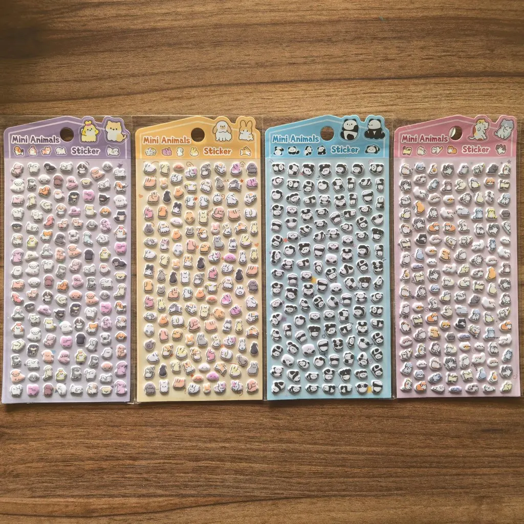 4-Pack Cute Mini Animal Pattern Stickers - Vibrant Small Animal Embellishments for Stationery Decor RecordingYourLife Store