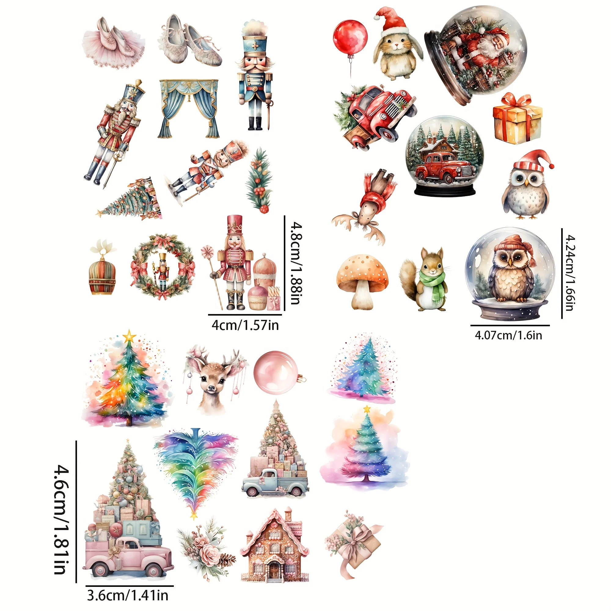 99 Stück Tier-Weihnachtsflaschen-selbstklebende Aufkleber, für Scrapbooking-Zubehör, Junk Journals, Weihnachtsdekoration – Detail 3