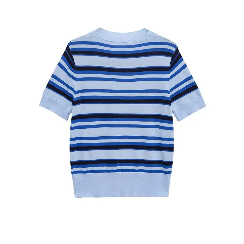 

Spring 2025 Women's Knitted Stripe Top Versatile Commute Design ort Length Faionable Trendy Sle European Flair