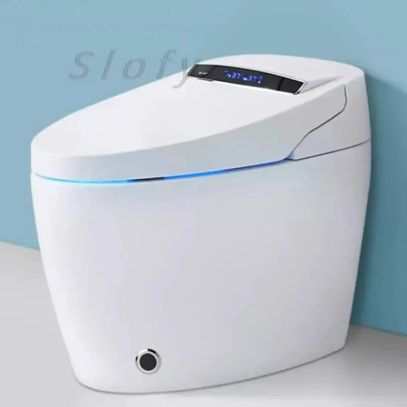 مرحاض ذكي قطعة واحدة موفر للمياه مرحاض كهربائي ذكي مقعد مُدفأ ضوء ليلي شطف مزدوج مرحاض منزلي ممتد