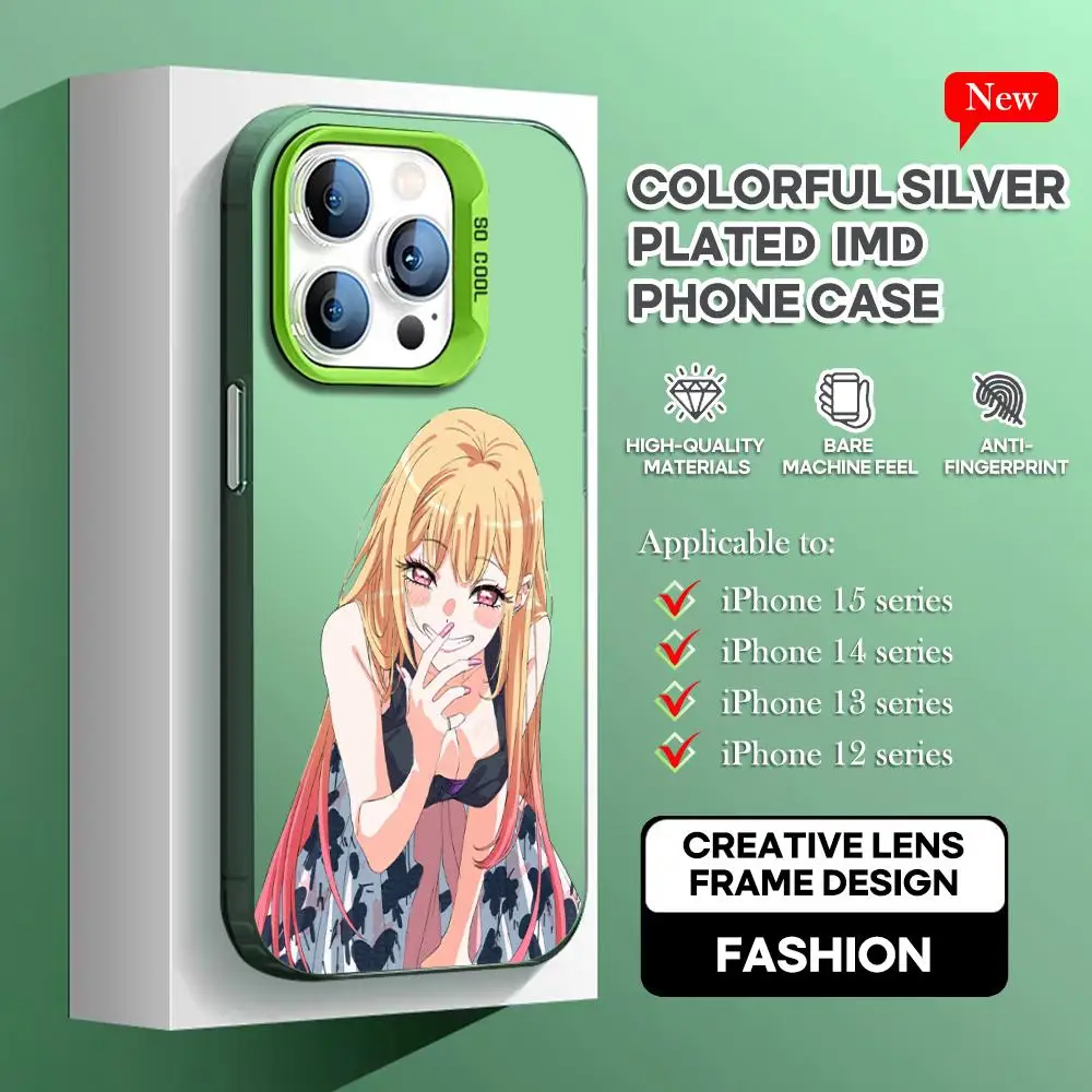 Kitagawa Marin My Dress-Up Darling Phone Case green IMD Colorful Phone Case Silver Cover Suitable for Apple iPhone 15 14 13 12 1