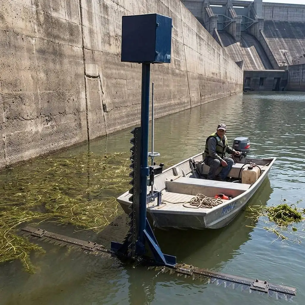 Small harvester for aquatic plants for rice cultivation, lake grass harvester, equipped with 1-2 horsepower tractor power