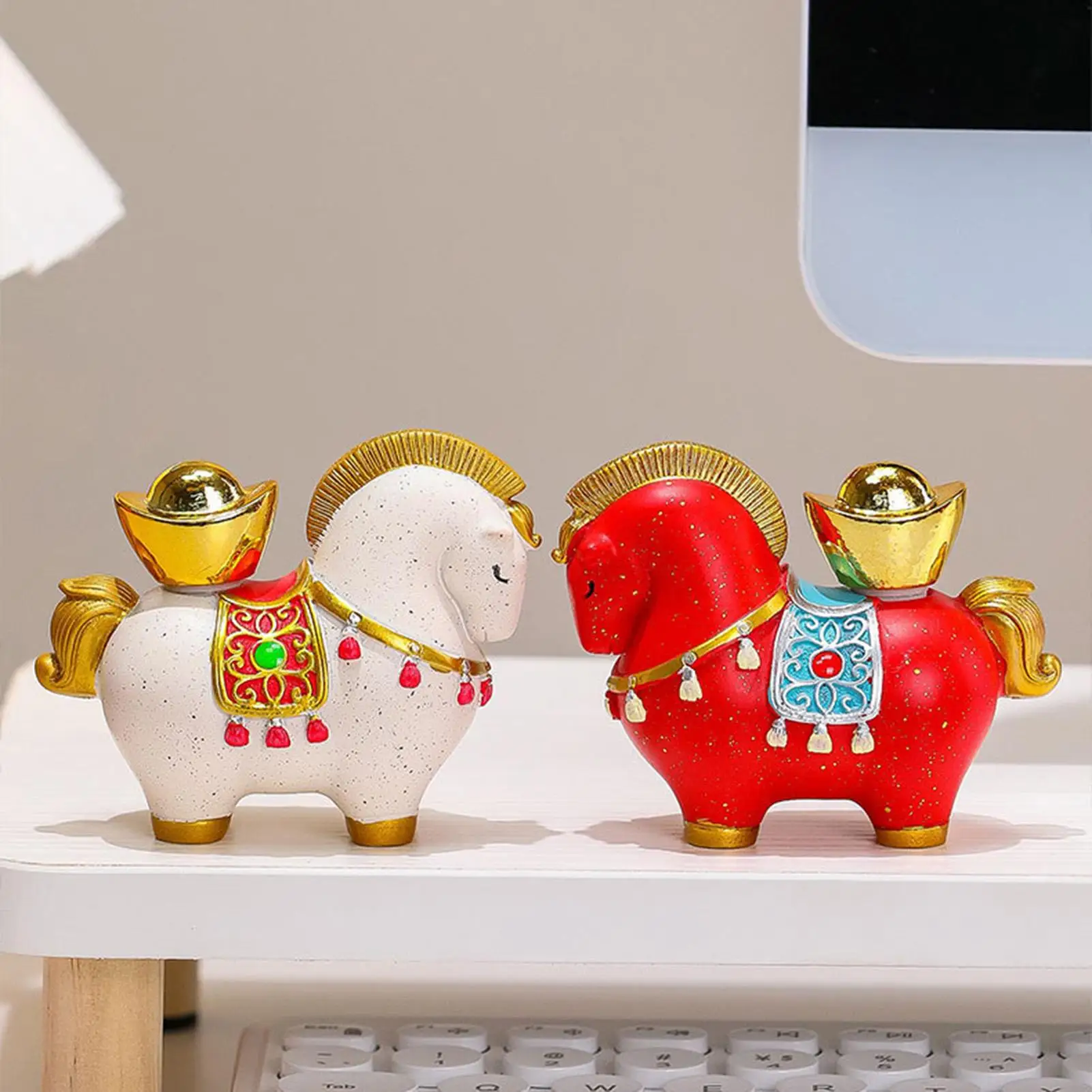 Horse Sculpture Wealth Symbol Ornament Sculpture Toy 2026 New Year Horse Statues Home Decor For Home Women Men Christmas Bedroom