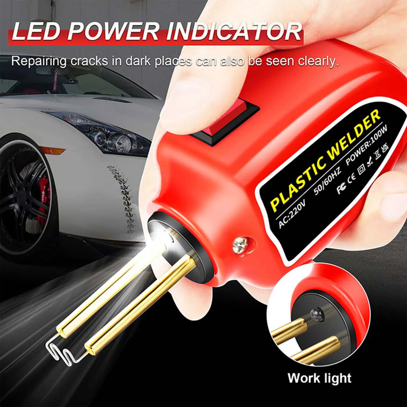 100W Plastic Welder, 2 in 1 solder iron Kit Plastic Repair Welder Kit 1000PCS Hot Stapler Soldering Gun with 100PCS Plastic Welding Rods Car Bumper Repair Kit for Most Plastic Repair