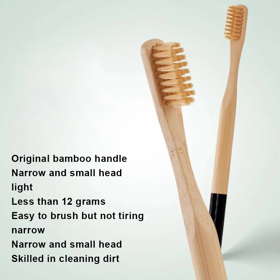 Escova de dentes de bambu com cerdas macias para homens e mulheres, puro natural ambiental, limpeza oral, portátil, para casa e viagens