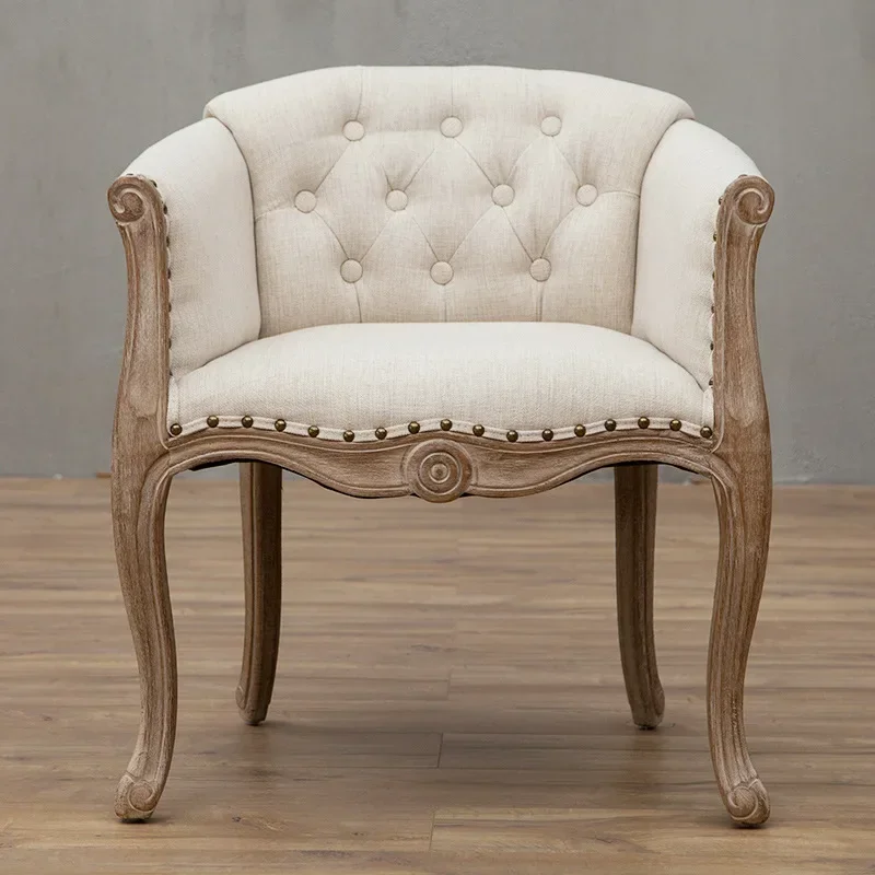 European Hotel Dining Chair, Leisure Sofa Chair, Solid Wood Antique Dining Chair, Living Room Leisure Sofa,Support Customization image 4