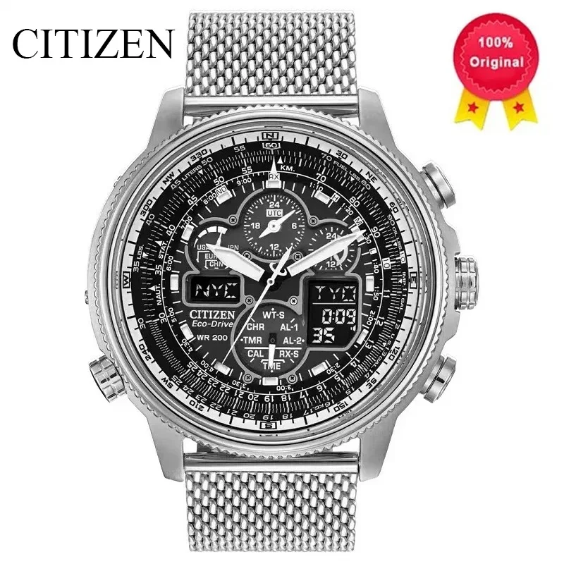 Original CITIZEN Skyhawk Fashion Sports Watch Luxury Stainless Steel Mechanical Watch Business Casual Waterproof Watch