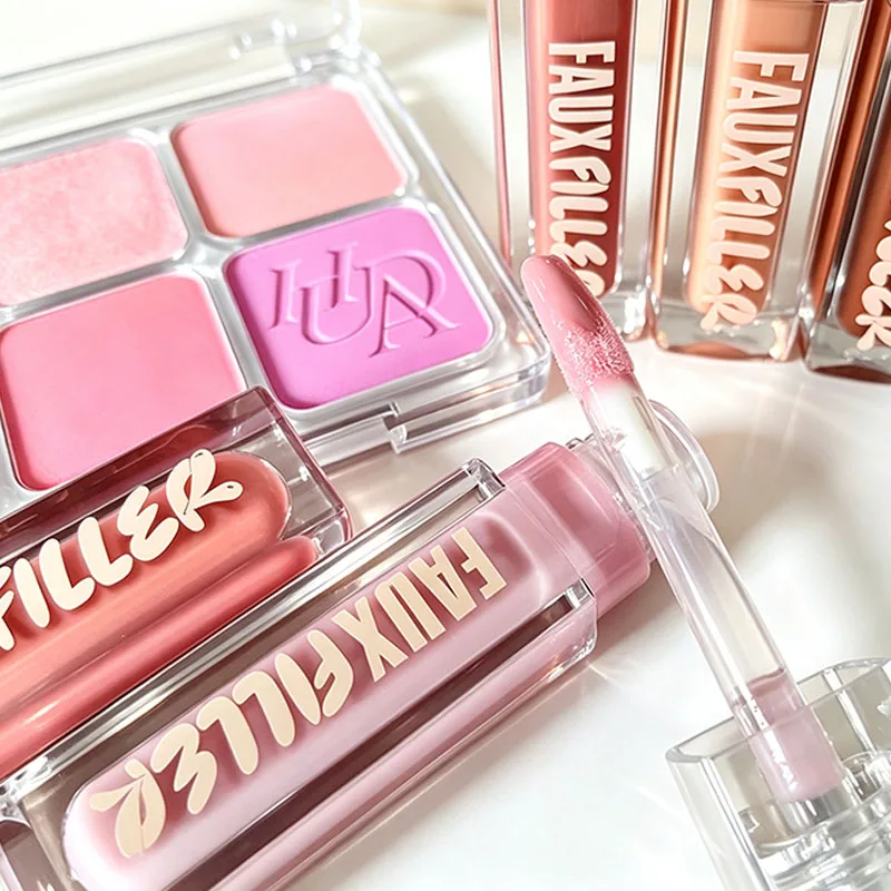 Fashion Moisturizing and Hydrating Lip Gloss Shiny Non Greasy Lipstick Matte 4 Color Powder Blusher Lipliner Beauty Products
