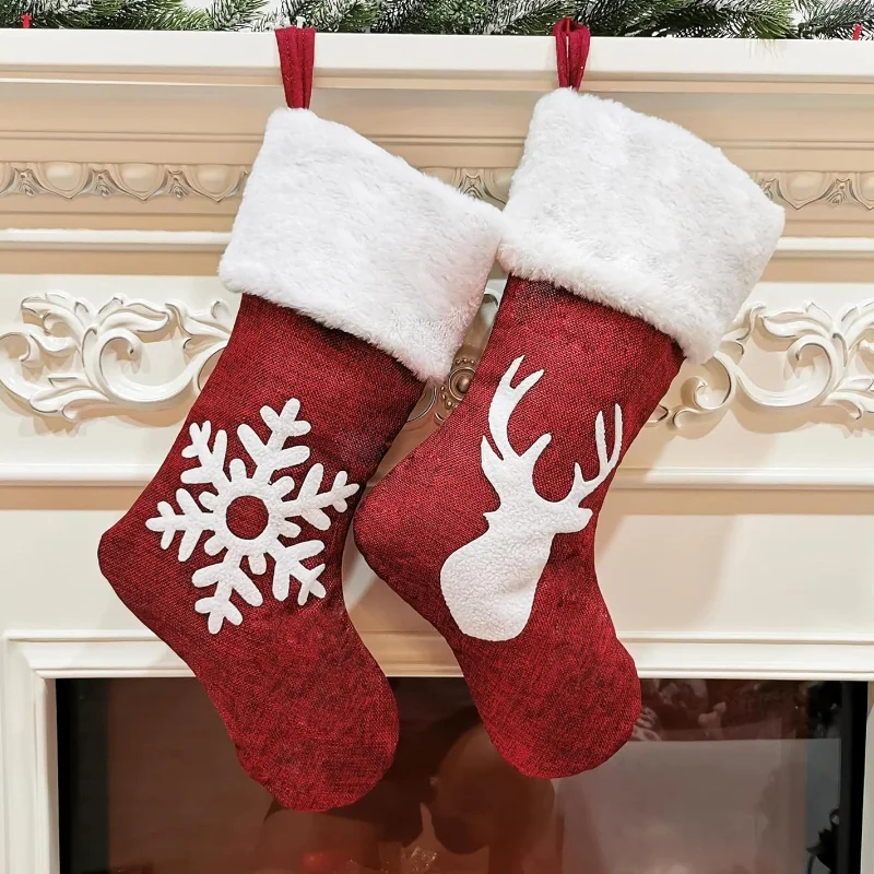 Christmas Stocking Large Size Christmas Reindeer Stocking Xmas Goodie Bags Xmas Decorations Gifts Home Decor