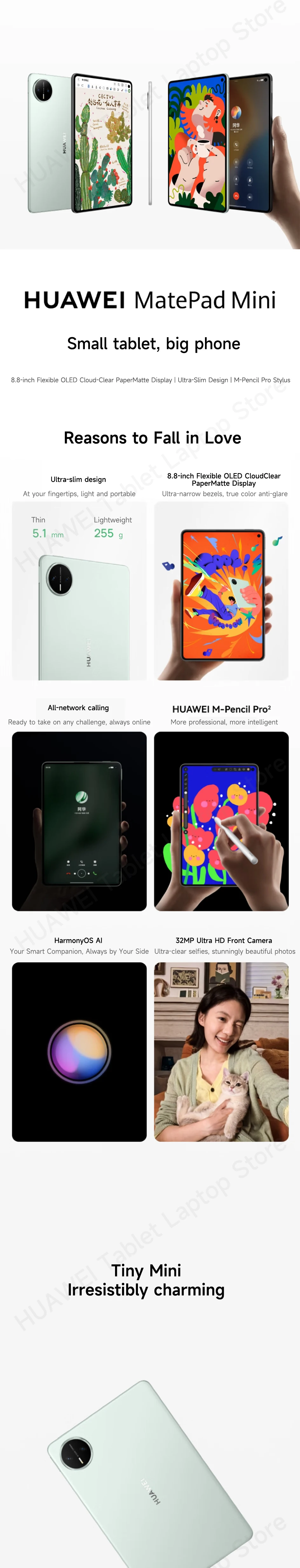 2025 HUAWEI TabletMatePad Mini LTE/WiFi 7 8.8-inch CPU Kirin 9010 Harmony OS 6 OLED 2.5K 120Hz 12GB 256GB/512GB MLR-AL10
