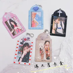 Blue Black Pink Photocard Holder Keychain Idol Photo Sleeve Card Holder Protector Love Card Sleeve Korean School Stationery