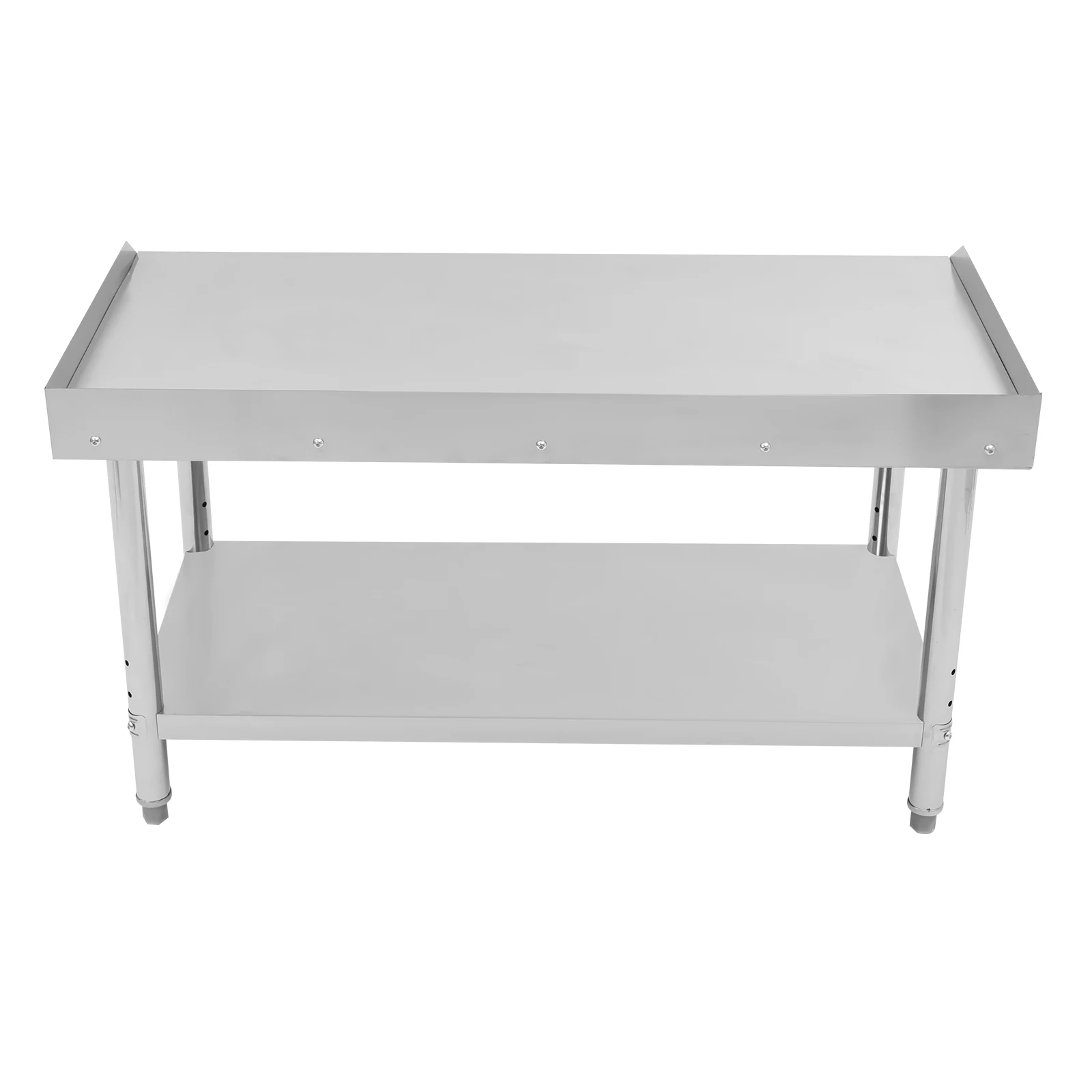 Commercial Work Table 2-TIer Kitchen Work Bench Stainless Steel Work Table with Backsplash Prep Table for Restaurant, Garage