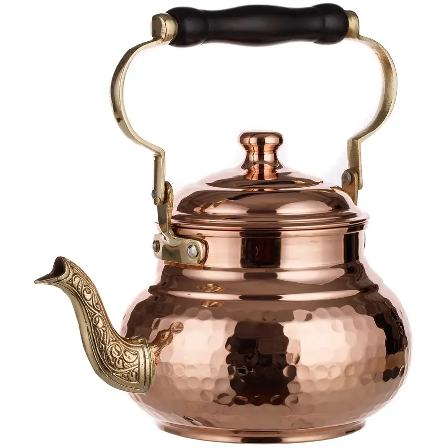 

1mm Thick Hammered Copper Tea Pot Kettle Stovetop Teapot, 1.6Quart