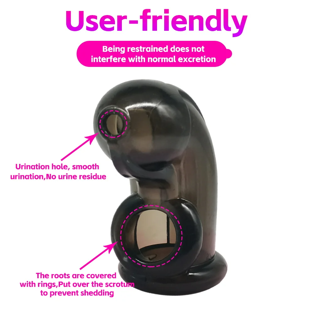 لينة المطاط القضيب كم العفة قفل الذكور JJ ضبط النفس كم مكافحة الانتصاب الكبار تمديد قابلة لإعادة الاستخدام القضيب كم الذكور 3 كولو #2