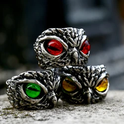 Beier 2022 New316L Stainless Steel Viking Owl Ring Multicolor Eyes  With Natural Stones For Men Women Jewelry Drop shipping