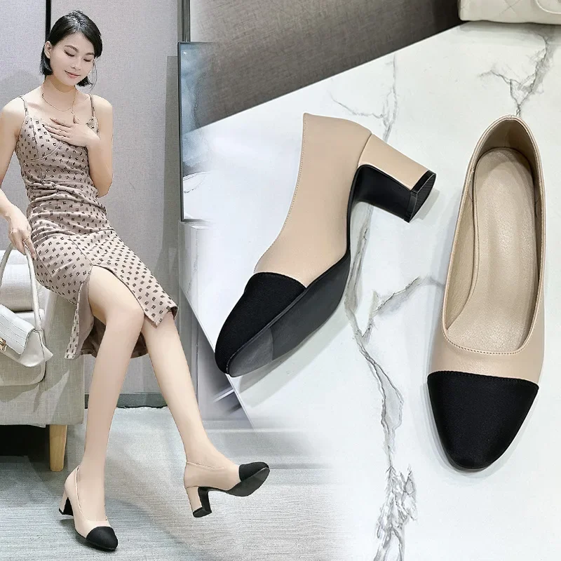 2024 Female Pumps Round Toe Designer Women Shoes Fashion Office Work Wedding Party Shoes Ladies High Heel Shoes Zapatillas Mujer