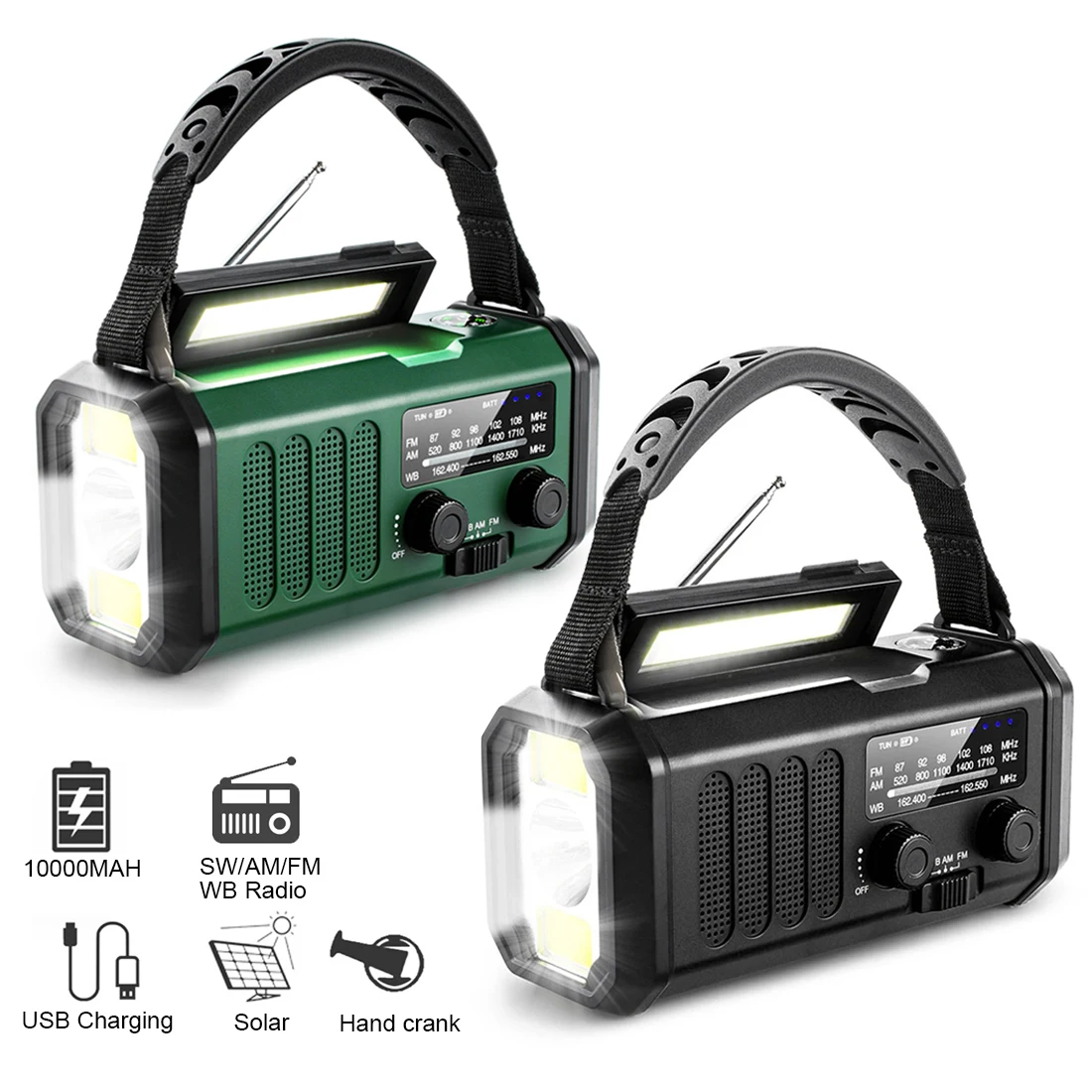 

Radio E30 10000mAh FM Emergency Radio Solar Hand Crank Generator AM/FM/NOAA LED Portable Radio SOS Alarm Power Bank