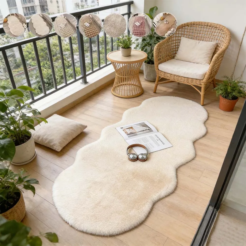 

1PC Oval Plush Fluffy Carpet Soft Imitation Rabbit Fur Mat Irregular Rugs for Children's Bedside Rug Winter Sofa Chair 러그 카페트
