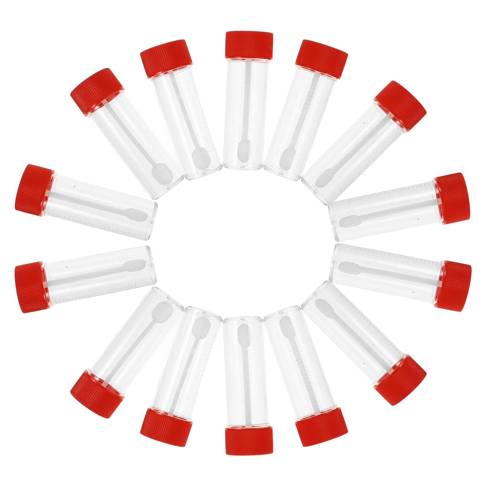 100 قطعة كوب عينة البراز البلاستيك عينة جمع قوارير مختبر اختبار أنابيب التخزين مع قبعات للاستخدام الموثوق على المدى الطويل