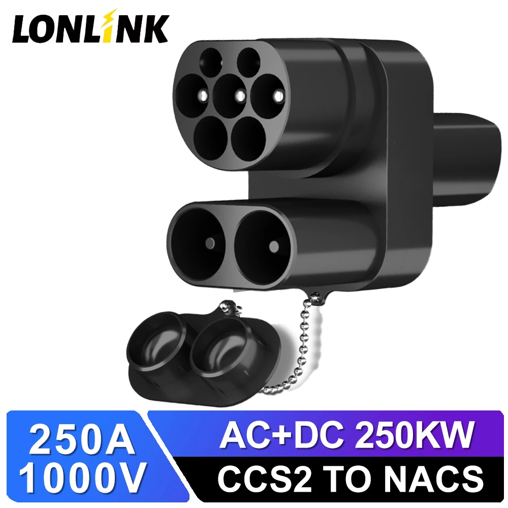 LONLINK CCS2 to Tesla EV Charger Adapter AC+DC 250A 1000V Electric Vehicle DC Charging CCS2 To Tesla Convertor dc combo 2