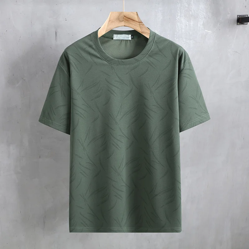 Summer men plus fat plus size bamboo leaf short sleeved T-shirt five point shorts trendy fat guy, loose casual 160kg 11xl