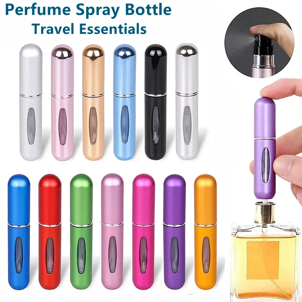 1/4Pcs 5ml Portable Mini Refillable Perfume Bottle, Spray Scent Pump Empty Atomizer Bottle, Cosmetic Containers Travel Accessory